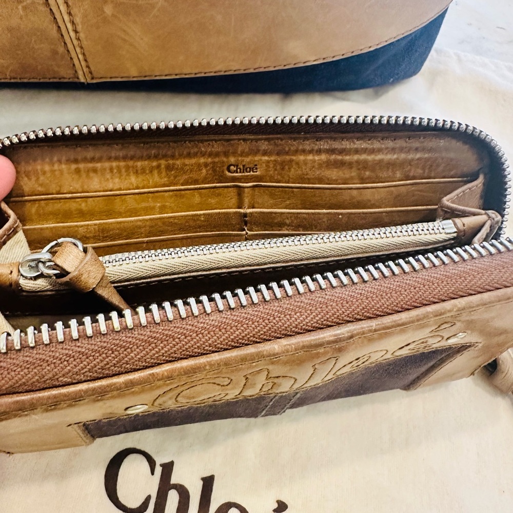Chloe Denim & Tan Tote with Coordinating Wallet! - Picture 5 of 5